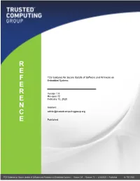 TCG Guidance for Secure Update of Software and Firmware on Embedded Systems