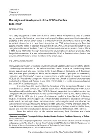 The Origin and Development of the CCAP in Zambia 1882-20042