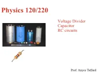 Voltage Divider Capacitor RC Circuits