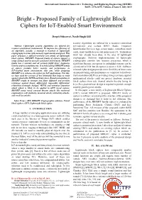 Bright - Proposed Family of Lightweight Block Ciphers for Iot-Enabled Smart Environment