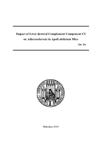 Impact of Liver-Derived Complement Component C5 on Atherosclerosis in Apoe-Deficient Mice