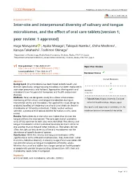 Inter-Site and Interpersonal Diversity of Salivary and Tongue Microbiomes, and the Effect of Oral Care Tablets [Version 1; Peer Review: 1 Approved]