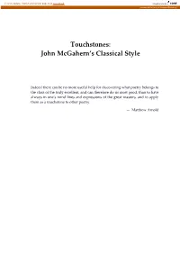 John Mcgahern's Classical Style