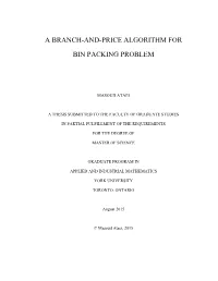 A Branch-And-Price Algorithm for Bin Packing Problem