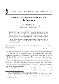 Abbas Kiarostami and a New Wave of the Spectator
