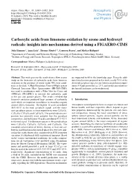 Carboxylic Acids from Limonene Oxidation by Ozone and Hydroxyl Radicals: Insights Into Mechanisms Derived Using a FIGAERO-CIMS