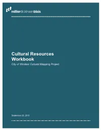 Cultural Resources Workbook City of Windsor Cultural Mapping Project
