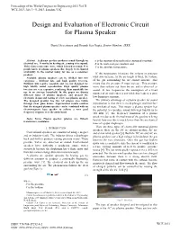 Design and Evaluation of Electronic Circuit for Plasma Speaker