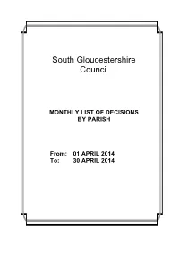 MONTHLY LIST of DECISIONS by PARISH From: 01 APRIL 2014 To