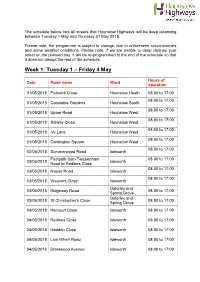 Week 1: Tuesday 1 – Friday 4 May