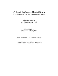 4Th Summit Final Document, Algiers 1973