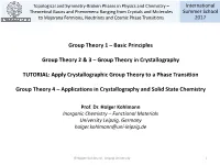 Group Theory 1 – Basic Principles