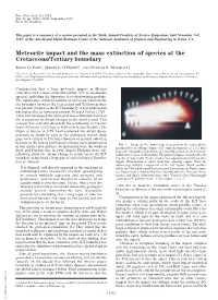 Meteorite Impact and the Mass Extinction of Species at the Cretaceous/Tertiary Boundary