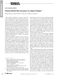 Polymer-Relief Microstructures by Inkjet Etching**