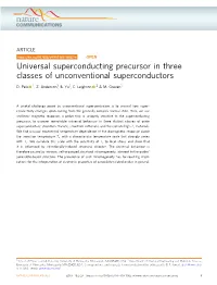 Universal Superconducting Precursor in Three Classes of Unconventional Superconductors