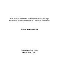 11Th World Conference on Seismic Isolation, Energy Dissipation and Active Vibration Control of Structures