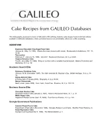 Cake Recipes from GALILEO Databases