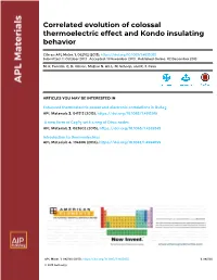 Correlated Evolution of Colossal Thermoelectric Effect and Kondo Insulating Behavior