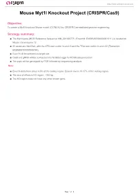 Mouse Myt1l Knockout Project (CRISPR/Cas9)