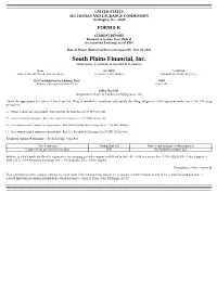 South Plains Financial, Inc. (Exact Name of Registrant As Specified in Its Charter)