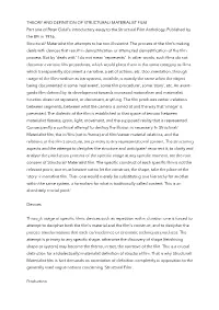 THEORY and DEFINITION of STRUCTURAL/ MATERIALIST FILM Part One of Peter Gidal's Introductory Essay to the Structural Film Anthology, Published by the Bfi in 1976