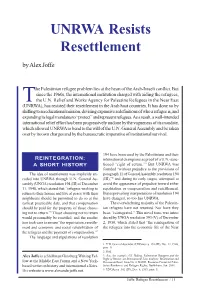UNRWA Resists Resettlement by Alex Joffe