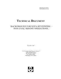 Background for Nepa Reviewers: Non-Coal Mining Operations
