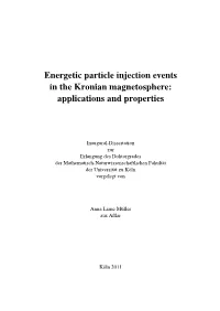 Energetic Particle Injection Events in the Kronian Magnetosphere: Applications and Properties