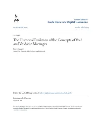 The Historical Evolution of the Concepts of Void and Voidable Marriages