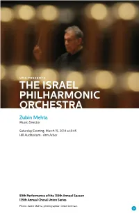 THE ISRAEL PHILHARMONIC ORCHESTRA Zubin Mehta Music Director