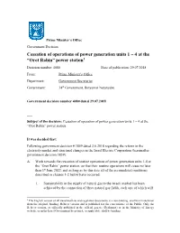 Cessation of Operations of Power Generation Units 1