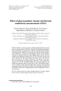 Effect of Glass Transition: Density and Thermal Conductivity Measurements of B2O3