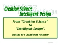 From “Creation Science” to “Intelligent Design”