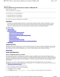 How to Install and Use the Recovery Console in Windows XP Page 1 of 5
