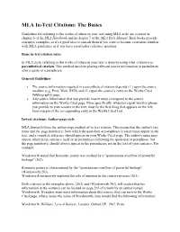 MLA In-Text Citations: the Basics