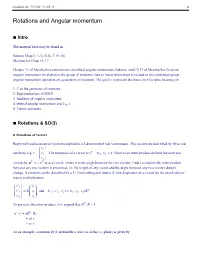 Rotations and Angular Momentum