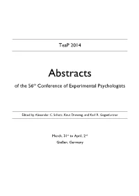 Abstracts of the 56Th Conference of Experimental Psychologists