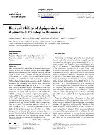 Bioavailability of Apigenin from Apiin-Rich Parsley in Humans
