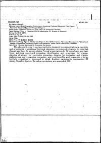 Force Activities Concerned Innovation Identification and Prognoses for Change, Planning Strategies for Curriculum Innovation, Climates for Innovation and Change
