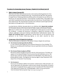 Procedure for Generating Jeevan Pramaan / Digital Life Certificate (Ver1.0)