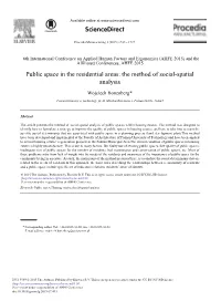 Public Space in the Residential Areas: the Method of Social-Spatial Analysis