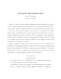 Syntactic Reconstruction