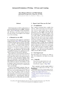 Automated Evaluation of Writing – 50 Years and Counting