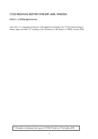 Cites Biennial Report for 2007- 2008; Sweden Part 1