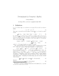 Determinants in Geometric Algebra