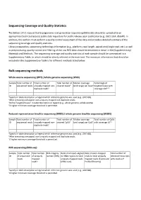 IJC Sequencing Coverage and Quality Statistics