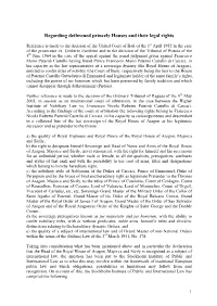 Regarding Dethroned Princely Houses and Their Legal Rights