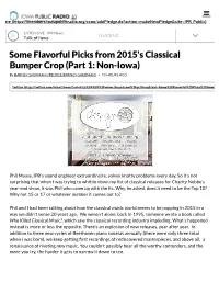Some Flavorful Picks from 2015'S Classical Bumper Crop (Part 1: Non-Iowa)
