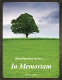 2013 in Memoriam Booklet.Pdf