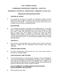Awarding of Contracts - Period from 11 February to 4 May 2016